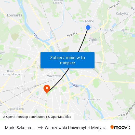 Marki Szkolna 02 to Warszawski Uniwersytet Medyczny map