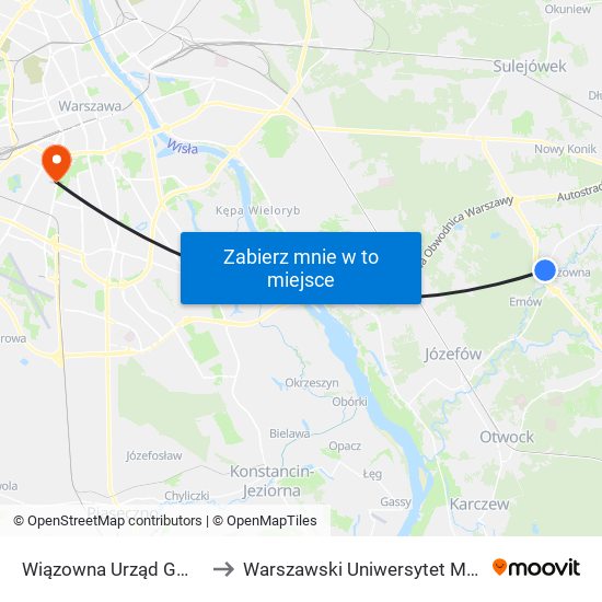 Wiązowna Urząd Gminy 02 to Warszawski Uniwersytet Medyczny map