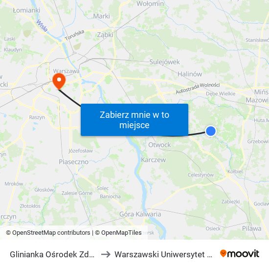 Glinianka Ośrodek Zdrowia 01 to Warszawski Uniwersytet Medyczny map