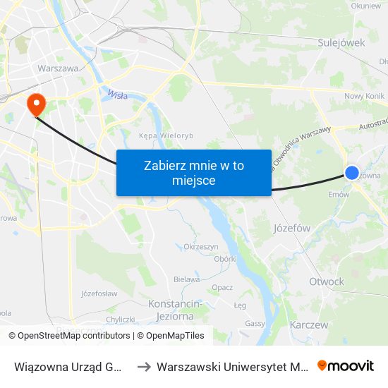 Wiązowna Urząd Gminy 01 to Warszawski Uniwersytet Medyczny map