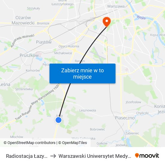 Radiostacja Łazy to Warszawski Uniwersytet Medyczny map