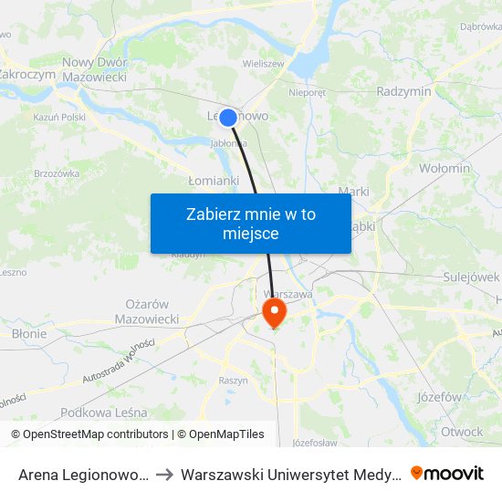 Arena Legionowo 01 to Warszawski Uniwersytet Medyczny map