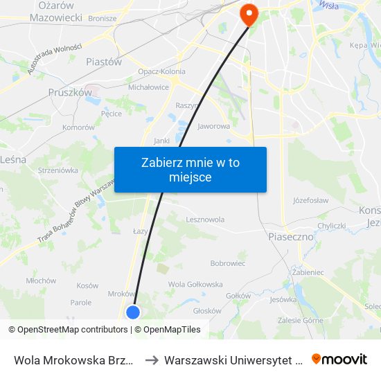 Warszawianka Brzozowa to Warszawski Uniwersytet Medyczny map