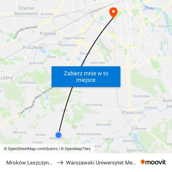 Mroków Leszczynka 01 to Warszawski Uniwersytet Medyczny map