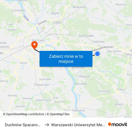 Duchnów Spacerowa 01 to Warszawski Uniwersytet Medyczny map