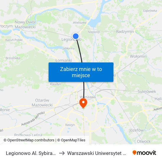 Legionowo Al. Sybiraków to Warszawski Uniwersytet Medyczny map