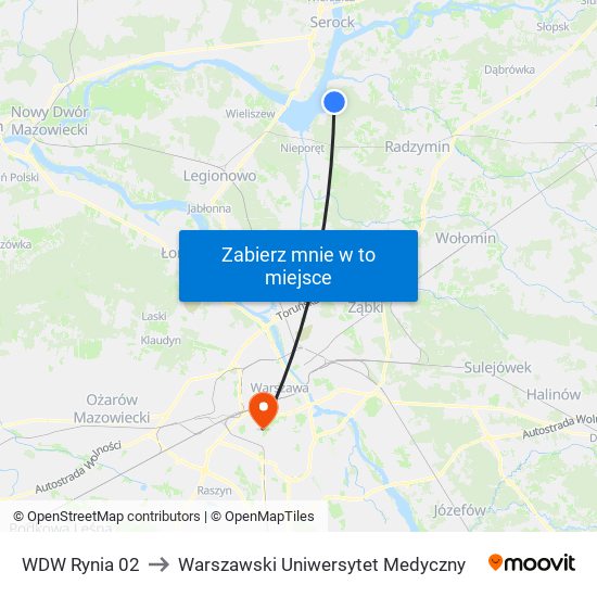 WDW Rynia 02 to Warszawski Uniwersytet Medyczny map