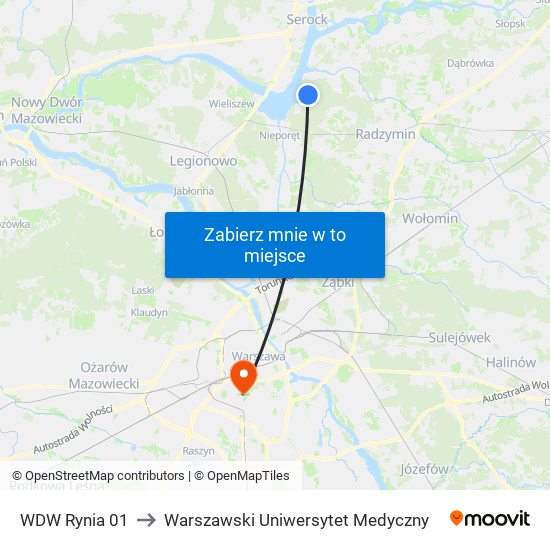 WDW Rynia 01 to Warszawski Uniwersytet Medyczny map