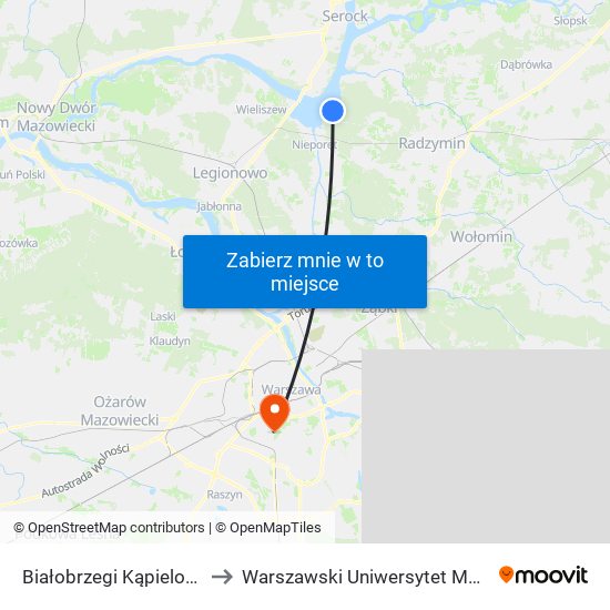 Białobrzegi Kąpielowa 01 to Warszawski Uniwersytet Medyczny map