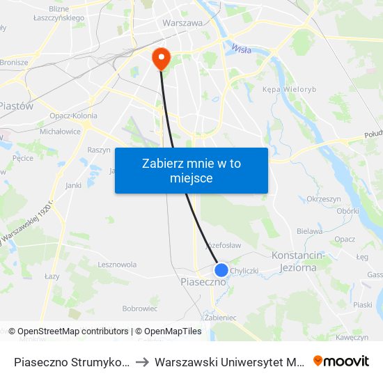 Piaseczno Strumykowa 02 to Warszawski Uniwersytet Medyczny map