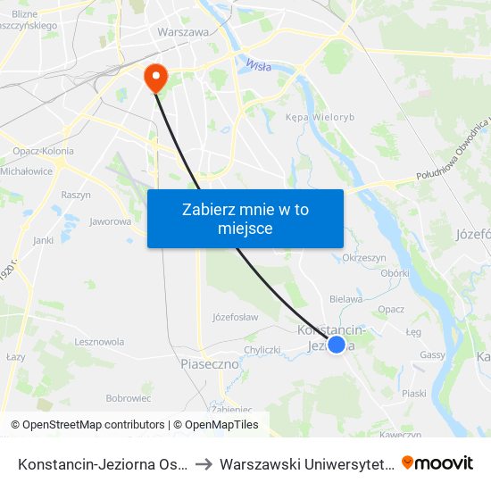 Konstancin-Jeziorna Os. Grapa 01 to Warszawski Uniwersytet Medyczny map