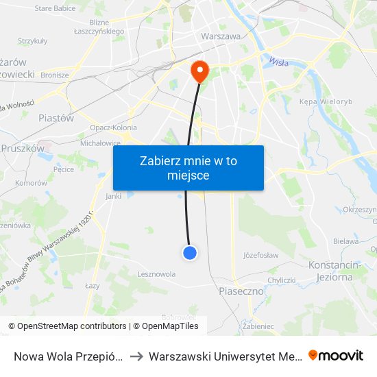 Nowa Wola Przepiórki 01 to Warszawski Uniwersytet Medyczny map