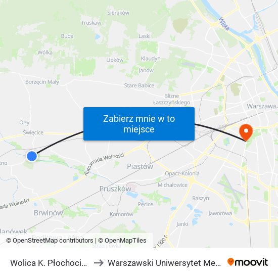 Wolica K. Płochocina 01 to Warszawski Uniwersytet Medyczny map