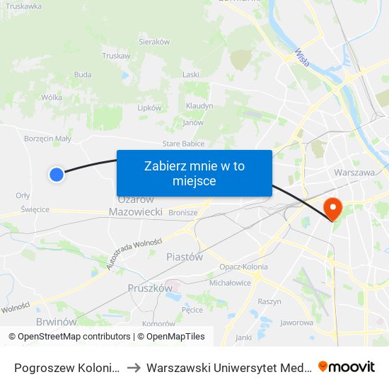 Pogroszew Kolonia to Warszawski Uniwersytet Medyczny map