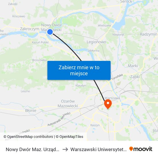 Nowy Dwór Maz. Urząd Miasta 01 to Warszawski Uniwersytet Medyczny map