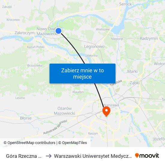 Góra Rzeczna 01 to Warszawski Uniwersytet Medyczny map