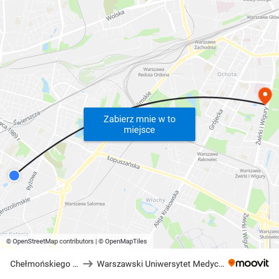 Chełmońskiego 01 to Warszawski Uniwersytet Medyczny map