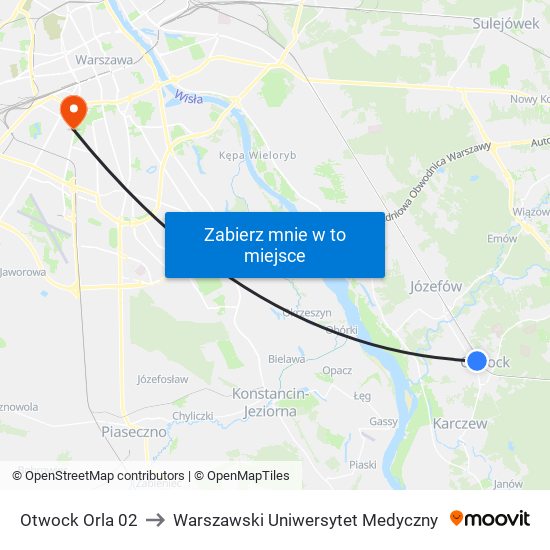 Otwock Orla 02 to Warszawski Uniwersytet Medyczny map