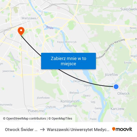 Otwock Świder 01 to Warszawski Uniwersytet Medyczny map