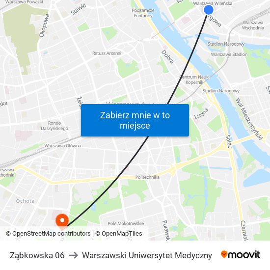 Ząbkowska 06 to Warszawski Uniwersytet Medyczny map