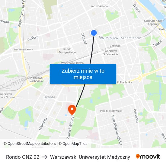 Rondo ONZ 02 to Warszawski Uniwersytet Medyczny map