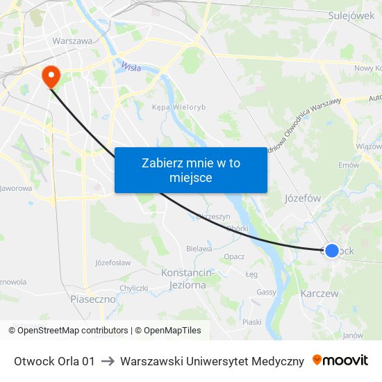 Otwock Orla 01 to Warszawski Uniwersytet Medyczny map