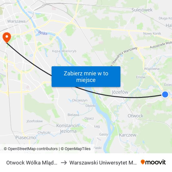 Otwock Wólka Mlądzka 04 to Warszawski Uniwersytet Medyczny map