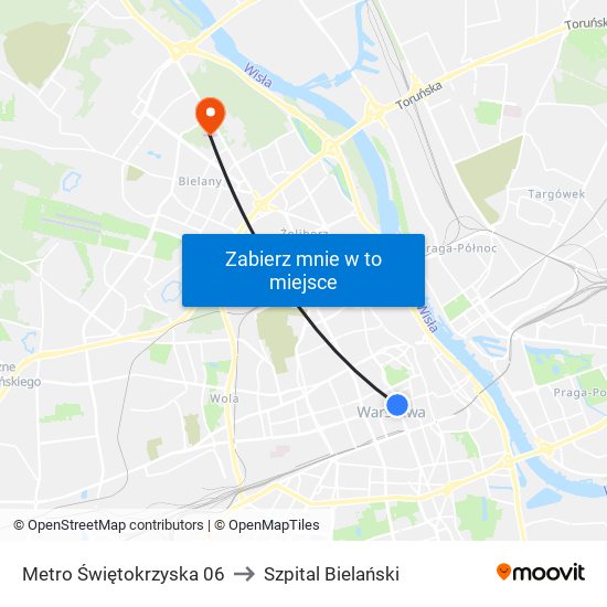 Metro Świętokrzyska 06 to Szpital Bielański map