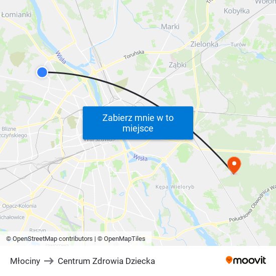 Młociny to Centrum Zdrowia Dziecka map