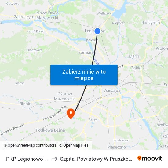 PKP Legionowo 01 to Szpital Powiatowy W Pruszkowie map