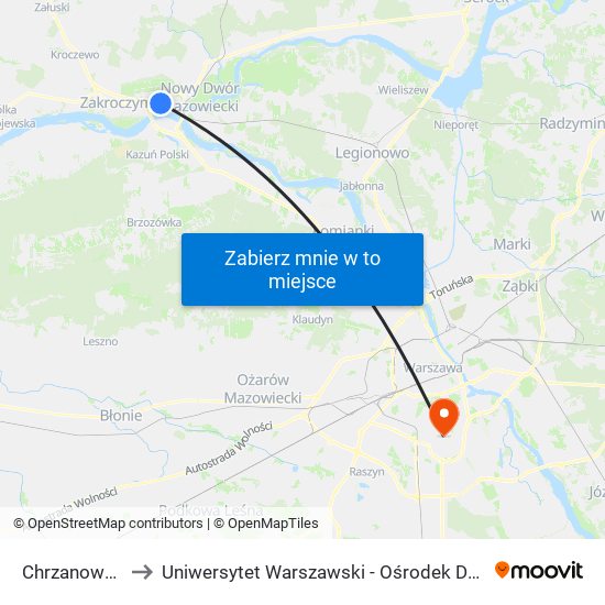 Chrzanowskiego II to Uniwersytet Warszawski - Ośrodek Dydaktyczny Ksawerów map