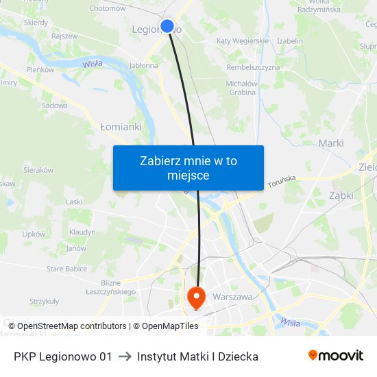 PKP Legionowo 01 to Instytut Matki I Dziecka map