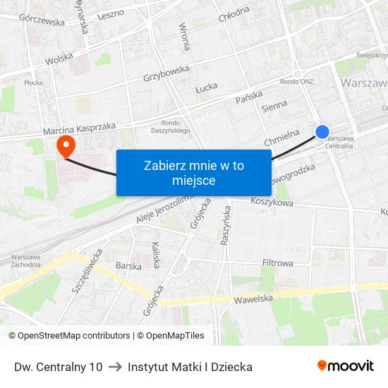 Dw. Centralny 10 to Instytut Matki I Dziecka map