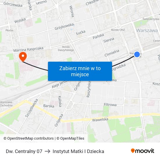 Dw. Centralny 07 to Instytut Matki I Dziecka map