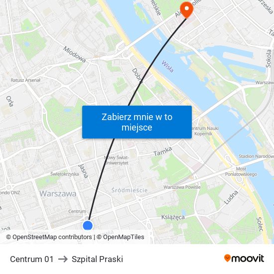 Centrum 01 to Szpital Praski map