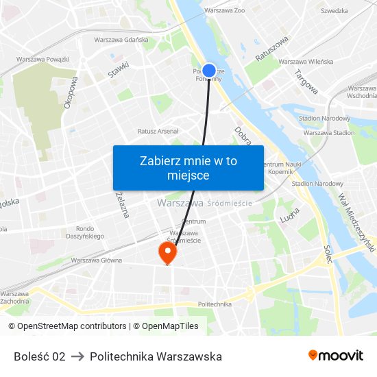 Boleść 02 to Politechnika Warszawska map