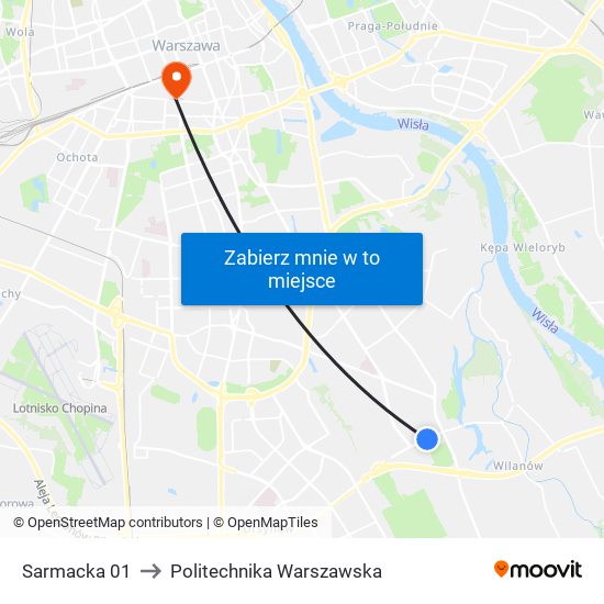 Sarmacka to Politechnika Warszawska map