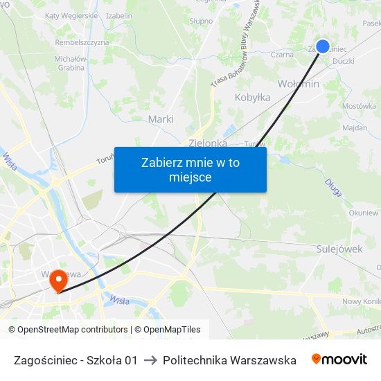 Zagościniec-Szkoła to Politechnika Warszawska map