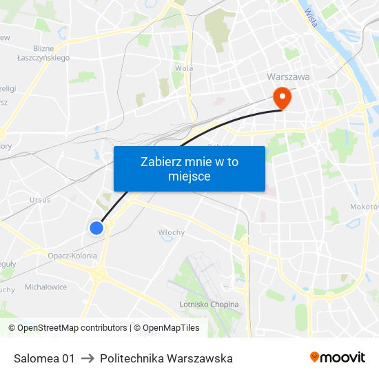 Salomea to Politechnika Warszawska map