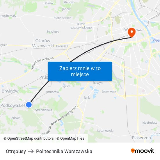 Otrębusy to Politechnika Warszawska map