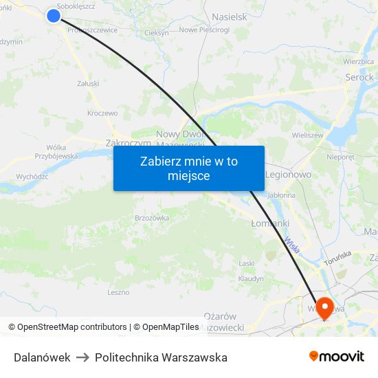 Dalanówek to Politechnika Warszawska map