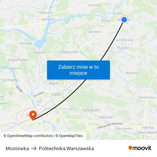 Mostówka to Politechnika Warszawska map