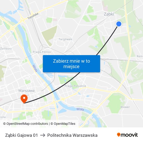 Ząbki Gajowa 01 to Politechnika Warszawska map