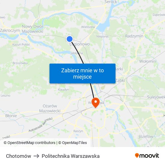 Chotomów to Politechnika Warszawska map