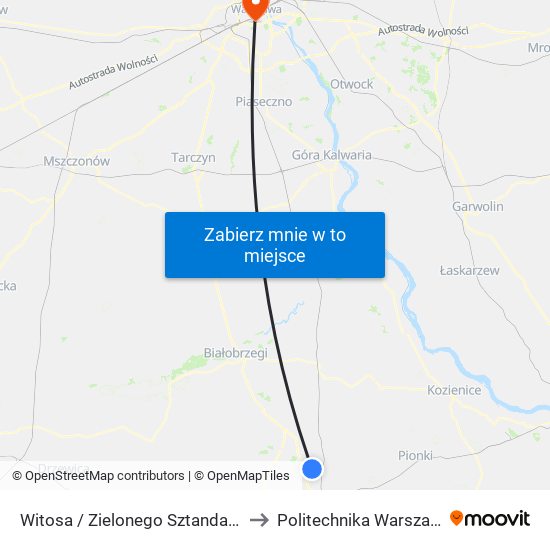 Witosa / Zielonego Sztandaru (Nż) to Politechnika Warszawska map