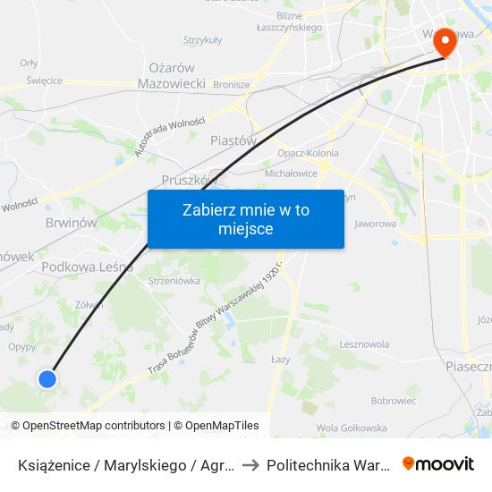 Książenice / Marylskiego / Agri-Rol 01 (Nż) to Politechnika Warszawska map