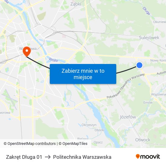 Zakręt Długa 01 to Politechnika Warszawska map