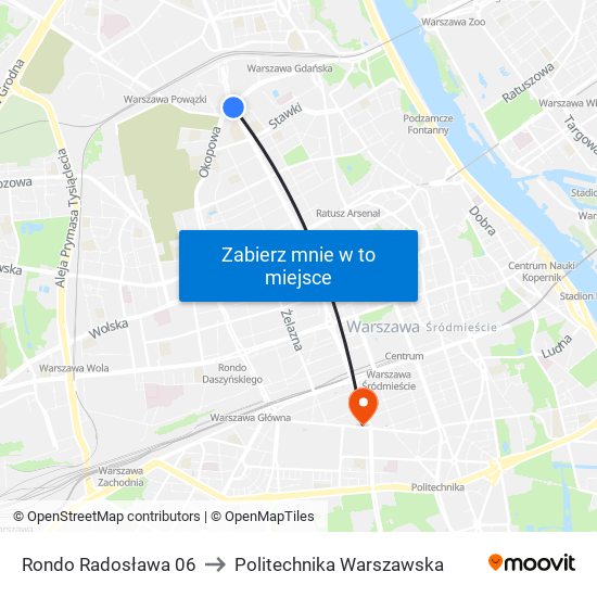 Rondo „Radosława” to Politechnika Warszawska map