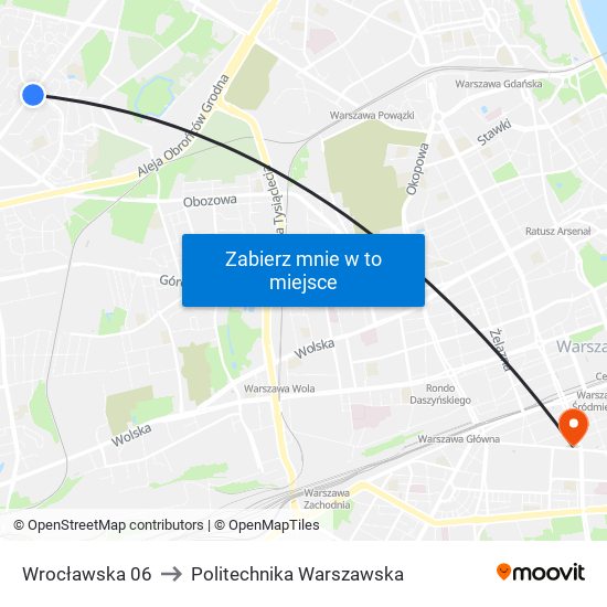 Wrocławska to Politechnika Warszawska map