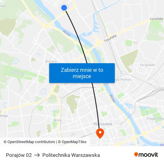 Porajów to Politechnika Warszawska map